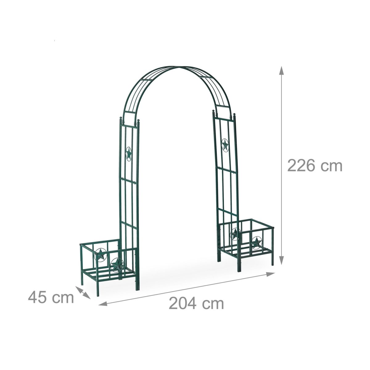Arcada metalica pentru flori cataratoare, 226 x 204 x 45 cm, metal, verde - imagine 3