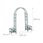 Arcada metalica pentru flori cataratoare, 226 x 204 x 45 cm, metal, verde - imagine 3