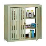 Dulap baie Relaxdays, din bambus, verde, 50 x 52 x 20 cm