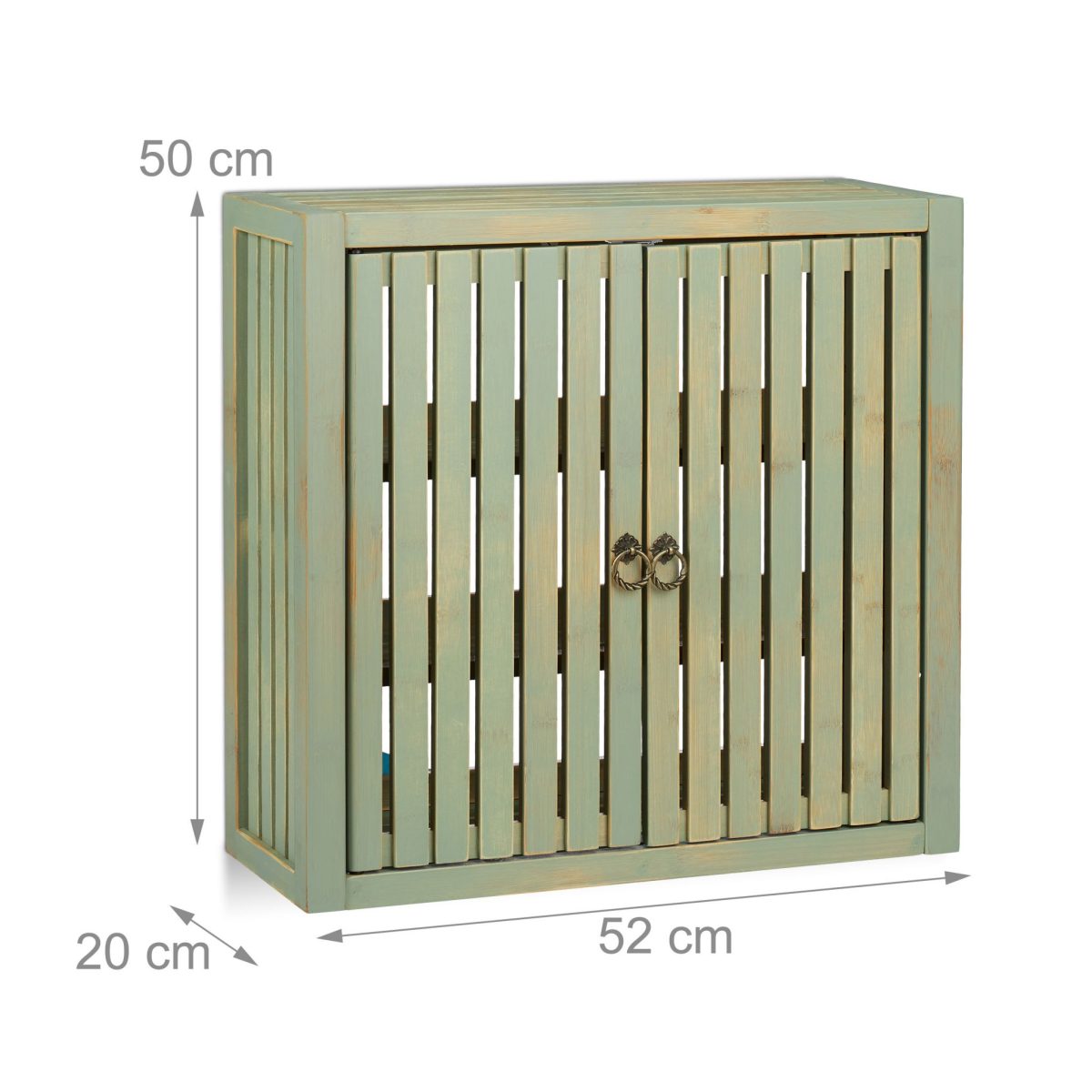 Dulap baie Relaxdays, din bambus, verde, 50 x 52 x 20 cm - imagine 4
