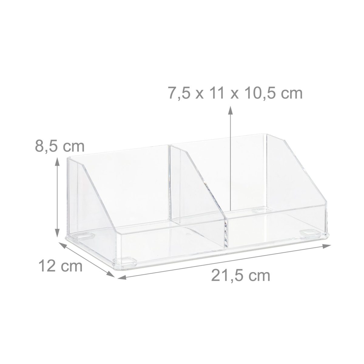 Organizator cosmetice/universal, 2 compartimente, acril, 8,5 x 21,5 x 12 cm - imagine 4