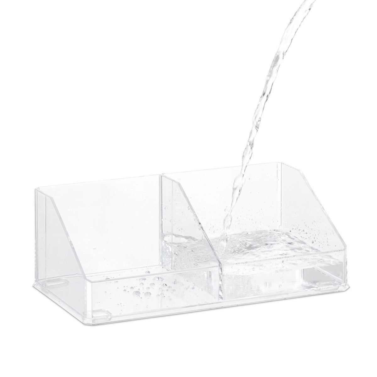 Organizator cosmetice/universal, 2 compartimente, acril, 8,5 x 21,5 x 12 cm - imagine 6