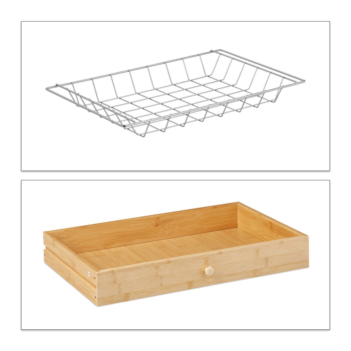 Carucior servire Relaxdays, cu dulap si 2 rafturi, din bambus, 82 x 59.5 x 35 cm - imagine 10