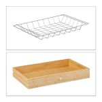 Carucior servire Relaxdays, cu dulap si 2 rafturi, din bambus, 82 x 59.5 x 35 cm - imagine 10