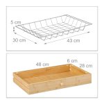 Carucior servire Relaxdays, cu dulap si 2 rafturi, din bambus, 82 x 59.5 x 35 cm - imagine 5