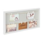 Rama foto cadru MDF/lemn,  2 randuri, 10 carlige,  32 x 62 x 3 cm