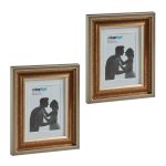 Set 2 rame foto, pentru perete/masa, 13x18, gold, plastic/sticla