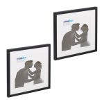 Set de 2 rame foto pentru perete/masa, 41 x 41 x 2,5 cm, plastic/sticla, negru