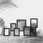 Set rame foto, 7 bucati, dimensiuni diferite, negru, MDF/sticla - imagine 2