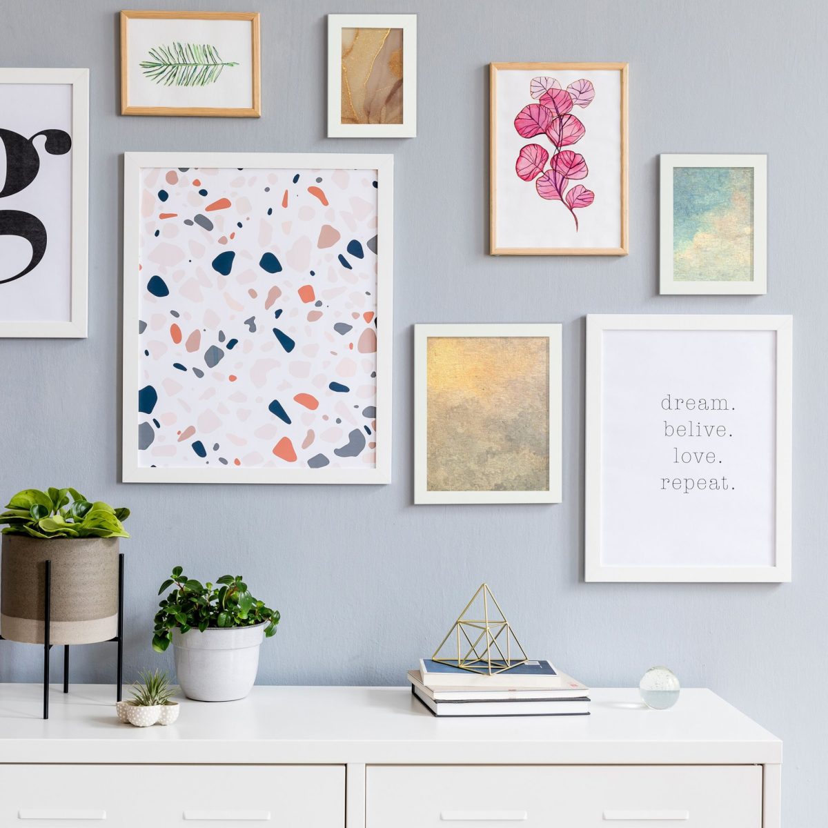 Set rame foto, 7 bucati, dimensiuni diferite, negru, MDF/sticla - imagine 5