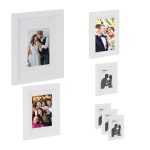 Set rame foto, 7 bucati, dimensiuni diferite, alb, MDF/sticla