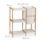 Raft organizare si cos rufe 34 l, Relaxdays, 5 compartimente, bambus si MDF, alb /natur 36 x 32.5 cm - imagine 4