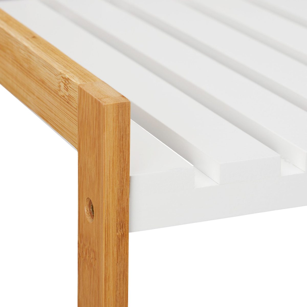 Raft organizare si cos rufe 34 l, Relaxdays, 5 compartimente, bambus si MDF, alb /natur 36 x 32.5 cm - imagine 8