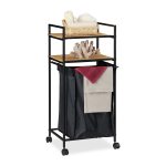Raft baie cu cos de rufe Relaxdays, negru, 89.5 x 39 x 32.5 cm