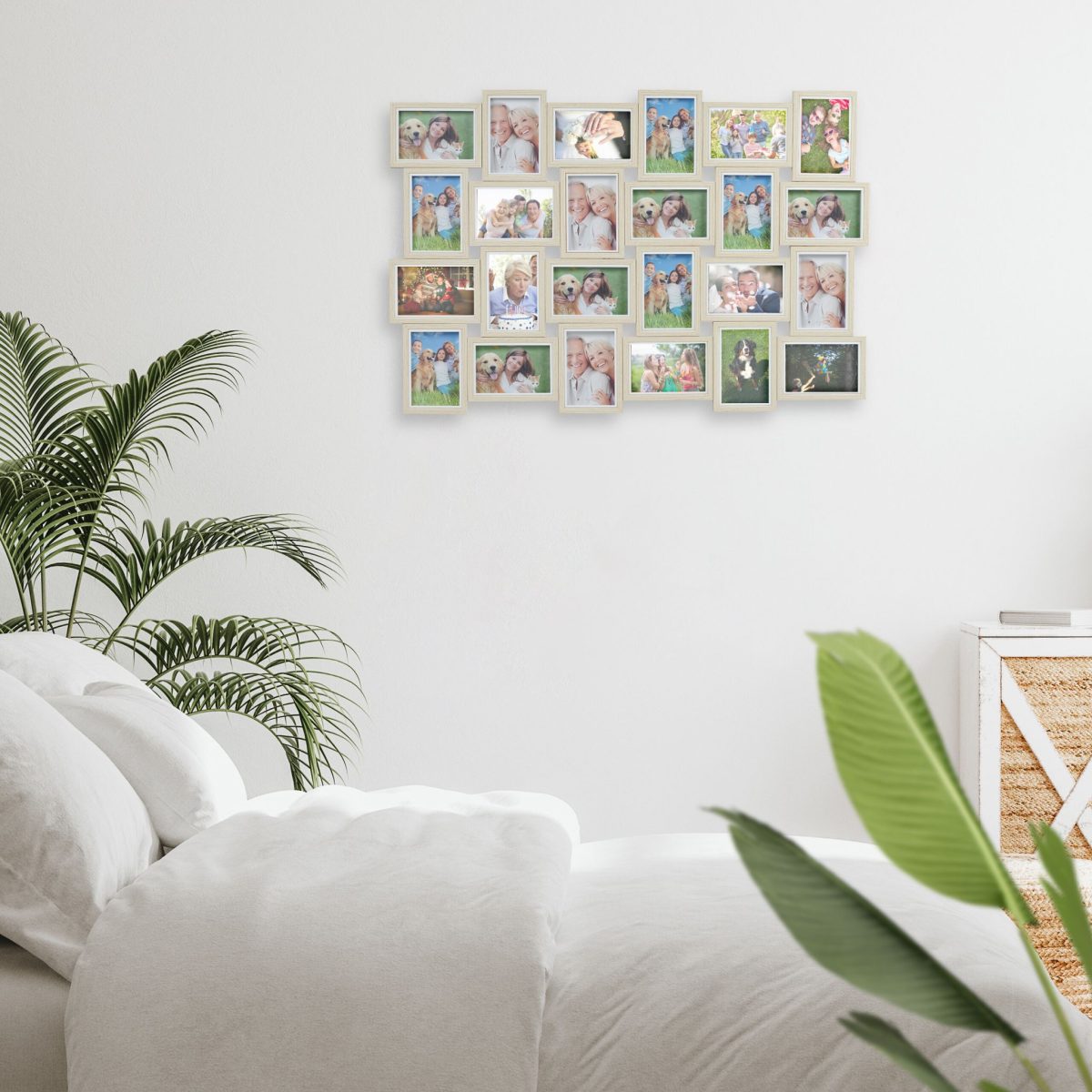 Rama foto pentru 24 de fotografii, de perete, din plastic/MDF,  61,5 x 91 x 2 cm, maro deschis - imagine 4