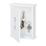 Cutie din lemn pentru depozitare chei, 6 agatatori, dimensiuni 29 x 22 x 8 cm, alb, Relaxdays