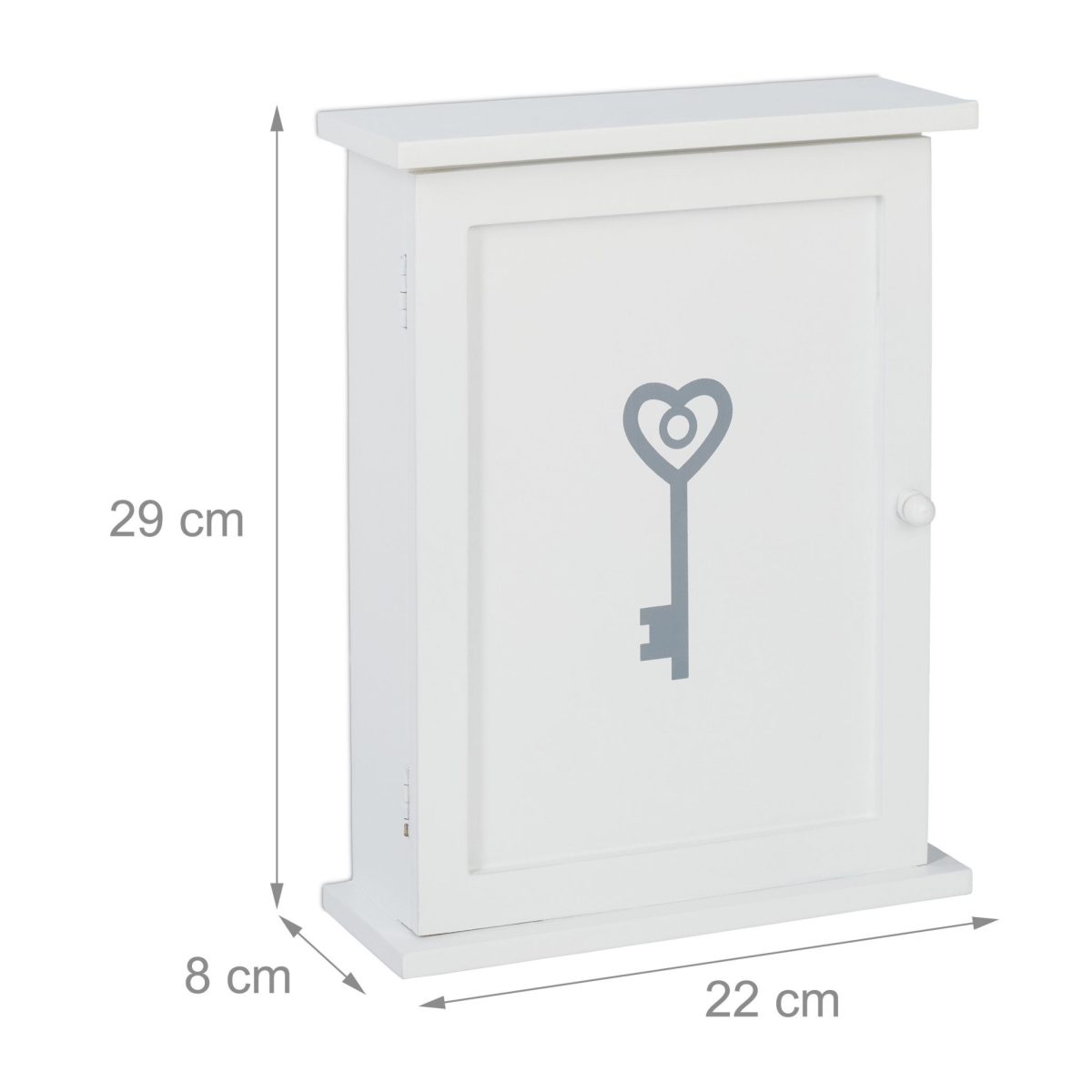 Cutie din lemn pentru depozitare chei, 6 agatatori, dimensiuni 29 x 22 x 8 cm, alb, Relaxdays - imagine 4