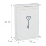 Cutie din lemn pentru depozitare chei, 6 agatatori, dimensiuni 29 x 22 x 8 cm, alb, Relaxdays - imagine 4