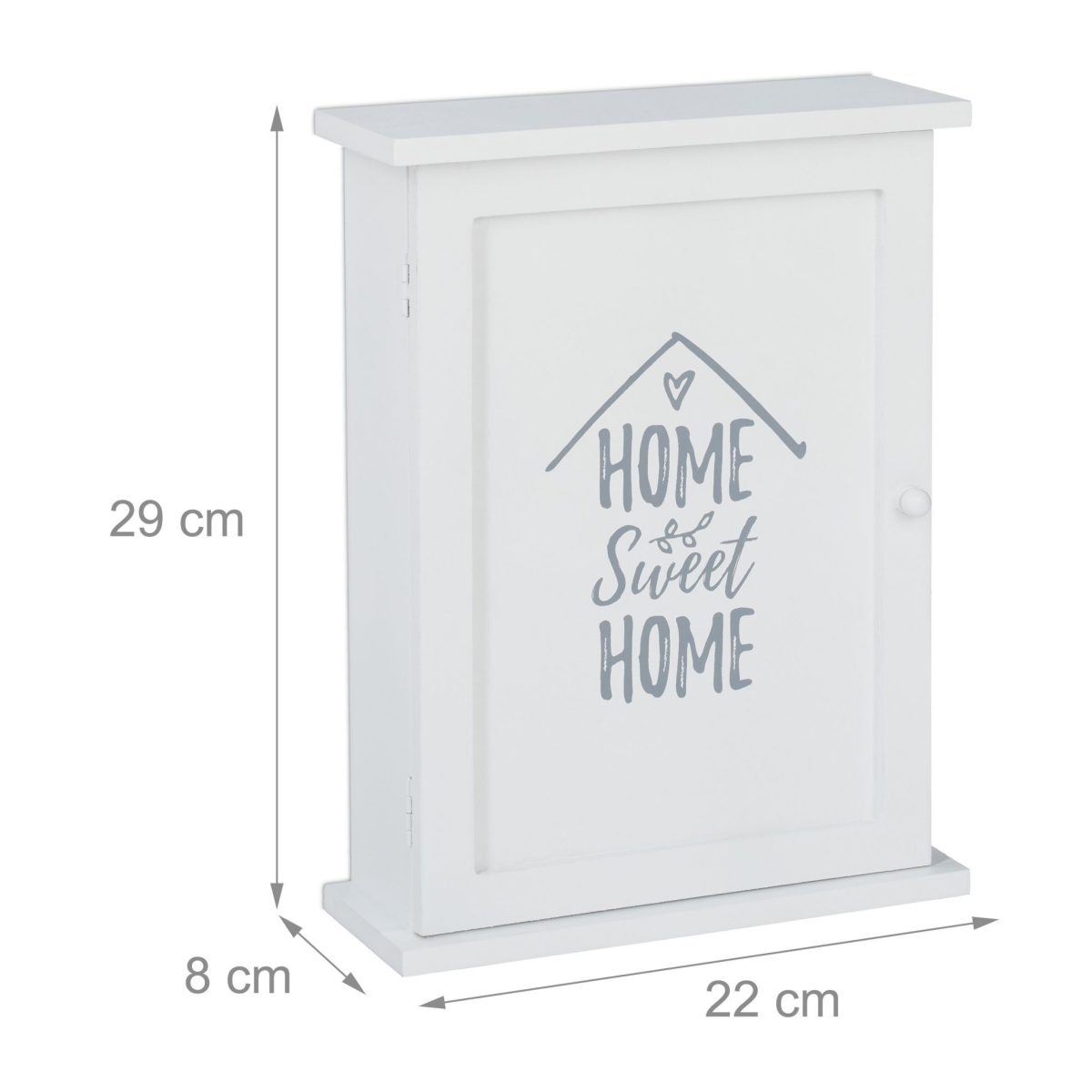 Cutie din lemn pentru depozitare chei, 6 agatatori, dimensiuni 29 x 22 x 8 cm, alb, home sweet home, Relaxdays - imagine 4