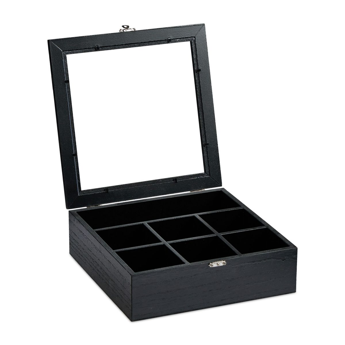 Cutie depozitare ceai din lemn, Relaxdays, negru, 7 compartimente, 6 x 25 x 25.5 cm - imagine 5