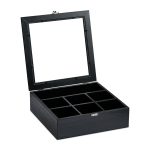 Cutie depozitare ceai din lemn, Relaxdays, negru, 7 compartimente, 6 x 25 x 25.5 cm - imagine 5