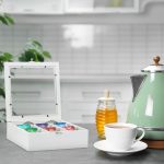 Cutie pentru ceai, din lemn, Relaxdays, alb, 7 compartimente, 6 x 25 x 25.5 cm - imagine 2