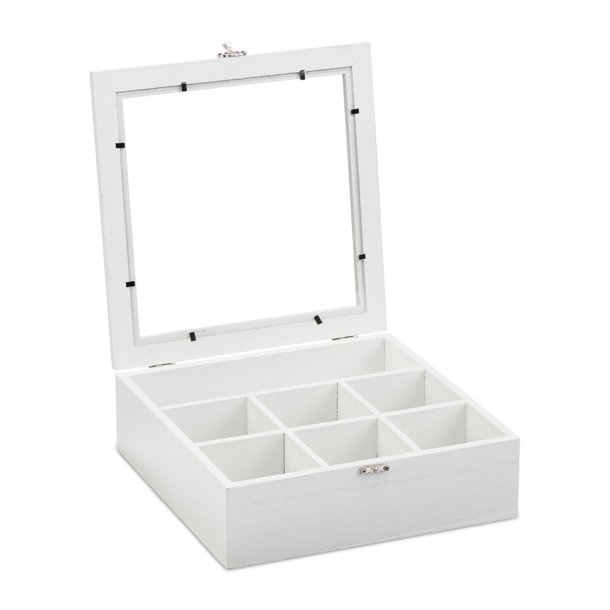 Cutie pentru ceai, din lemn, Relaxdays, alb, 7 compartimente, 6 x 25 x 25.5 cm - imagine 5