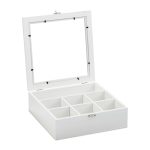 Cutie pentru ceai, din lemn, Relaxdays, alb, 7 compartimente, 6 x 25 x 25.5 cm - imagine 5