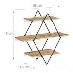 Raft de perete RelaxDays cu 3 polite din lemn, natur, 49 x 50 x 19,5 cm - imagine 4