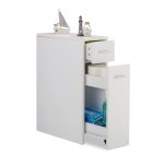 Dulap ingust pentru baie sau bucatarie, Relaxdays, alb, din PAL, cu 2 sertare pe sina, 61.5 x 20 x 45 cm
