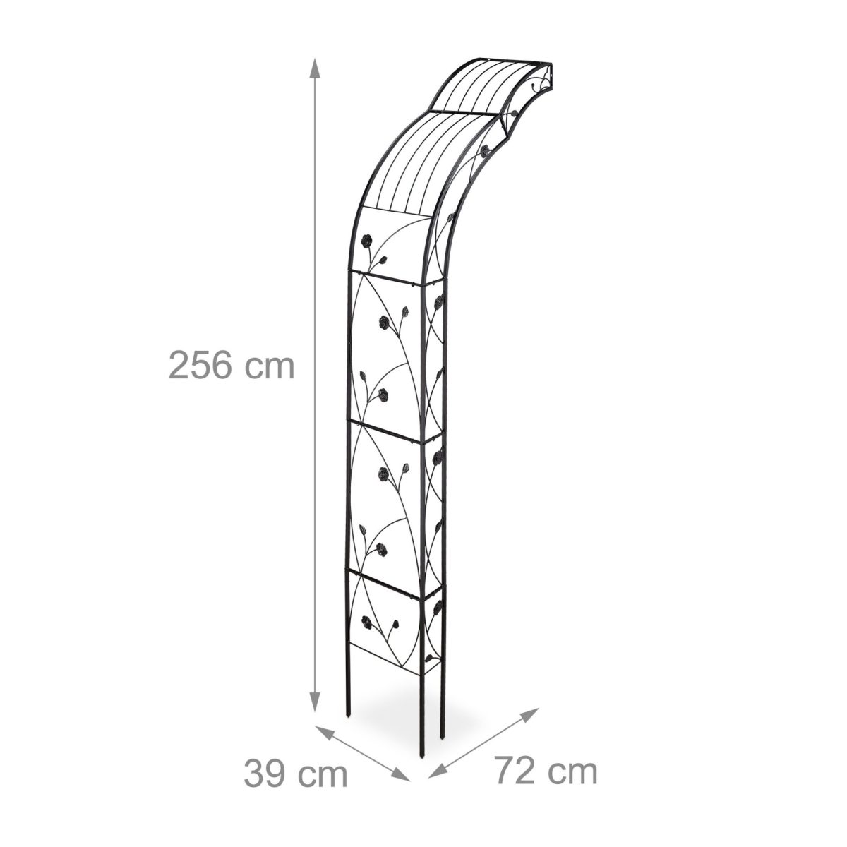 Arcada/Pergola de perete trandafiri cataratori, negru, 256 x 39 x 7,2 cm,metal - imagine 4
