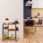 Carucior servire Relaxdays, cu 3 raturi si 3 cosuri, model C, 84 x 83 x 37 cm - imagine 2