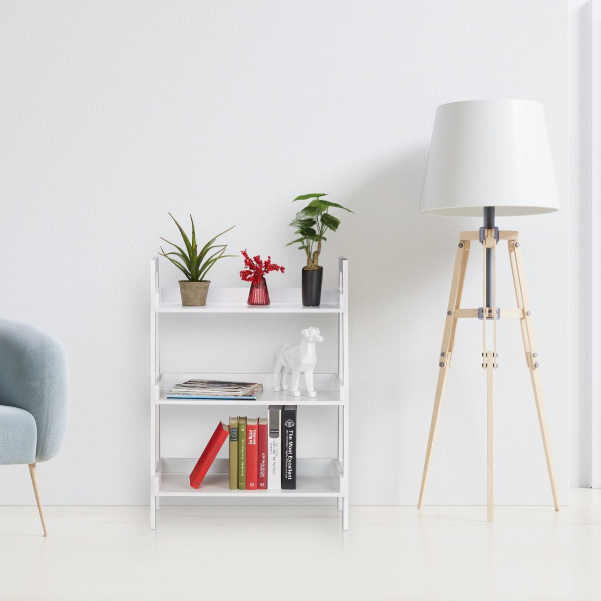 Raft universal decorativ, 3 polite, MDF, 82,5 x 61 x 29 cm, alb - imagine 2