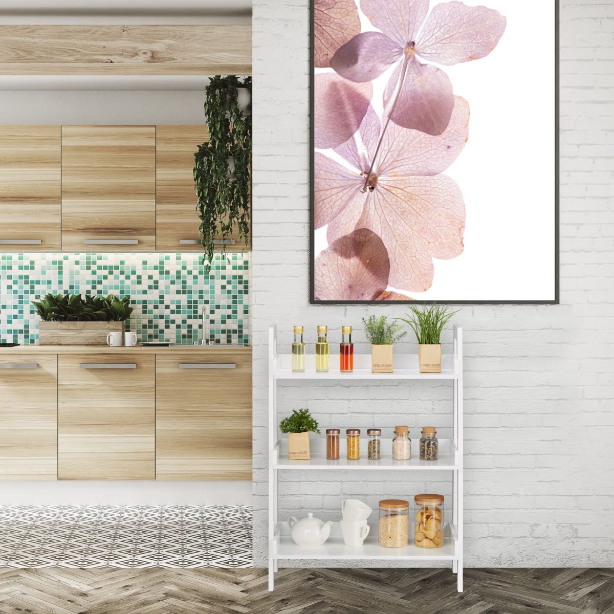 Raft universal decorativ, 3 polite, MDF, 82,5 x 61 x 29 cm, alb - imagine 3