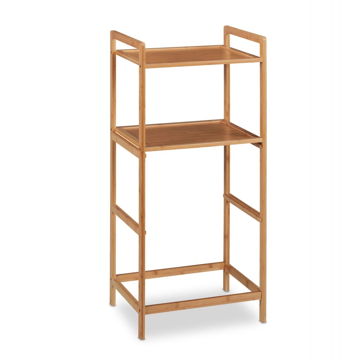 Raft organizare cu 2 sertare, Relaxdays, 4 compartimente, bambus si MDF, gri/natur 96 x 44 x 34 cm - imagine 6