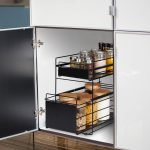Raft organizare, 2 compartimente, suport depozitare bucatarie/baie, 39,5 x 25 x 40,5 cm, negru - imagine 3