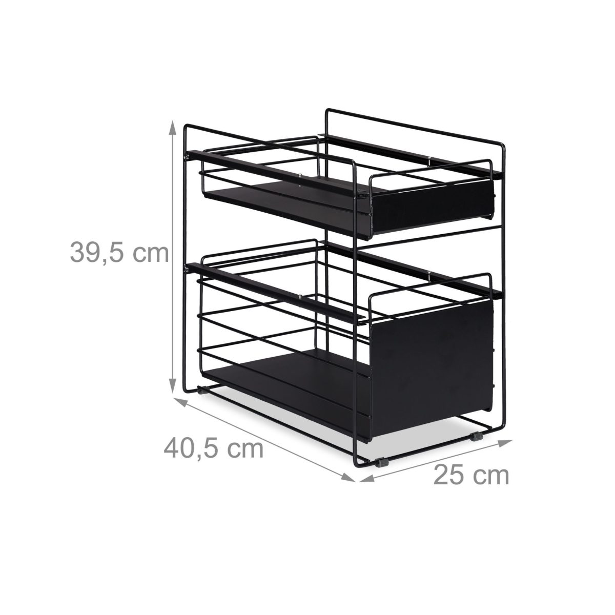 Raft organizare, 2 compartimente, suport depozitare bucatarie/baie, 39,5 x 25 x 40,5 cm, negru - imagine 4