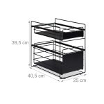 Raft organizare, 2 compartimente, suport depozitare bucatarie/baie, 39,5 x 25 x 40,5 cm, negru - imagine 4