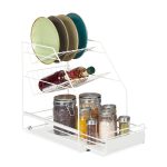 Raft pentru bucatarie, 3 compartimente de depozitare, otel inoxidabil, 39,5 x 25 x 40 cm, alb