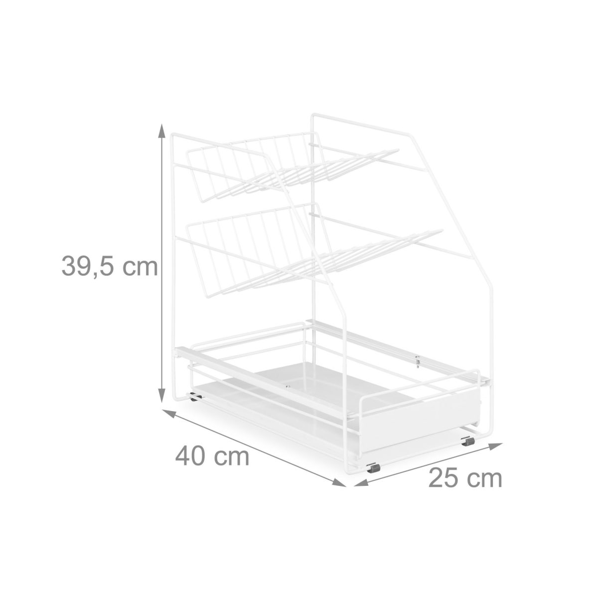 Raft pentru bucatarie, 3 compartimente de depozitare, otel inoxidabil, 39,5 x 25 x 40 cm, alb - imagine 8
