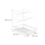 Raft pentru bucatarie, 3 compartimente de depozitare, otel inoxidabil, 39,5 x 25 x 40 cm, alb - imagine 8