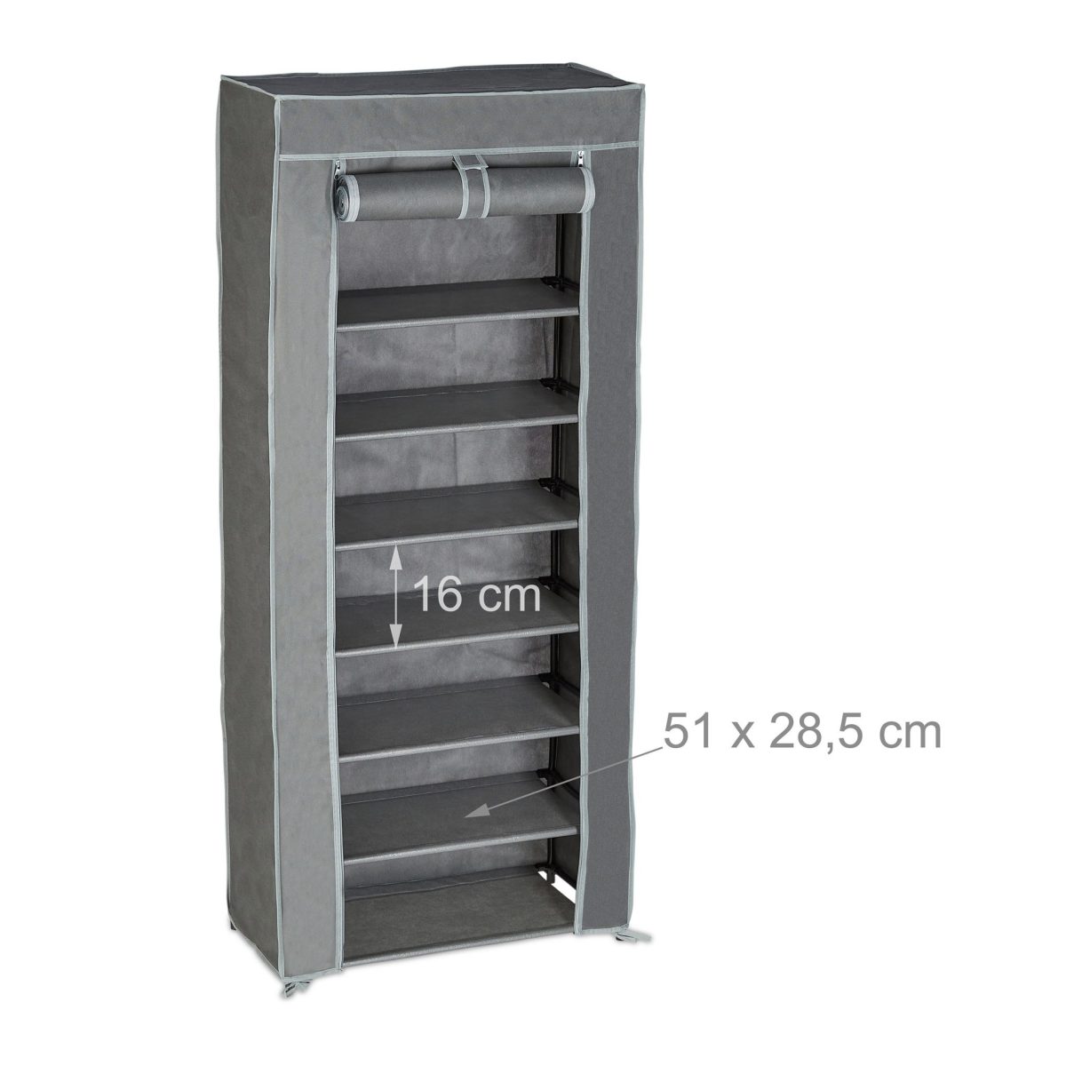 Pantofar tip dulap, Relaxdays, gri, pentru 24 perechi, 140 x 60 x 30 cm - imagine 5