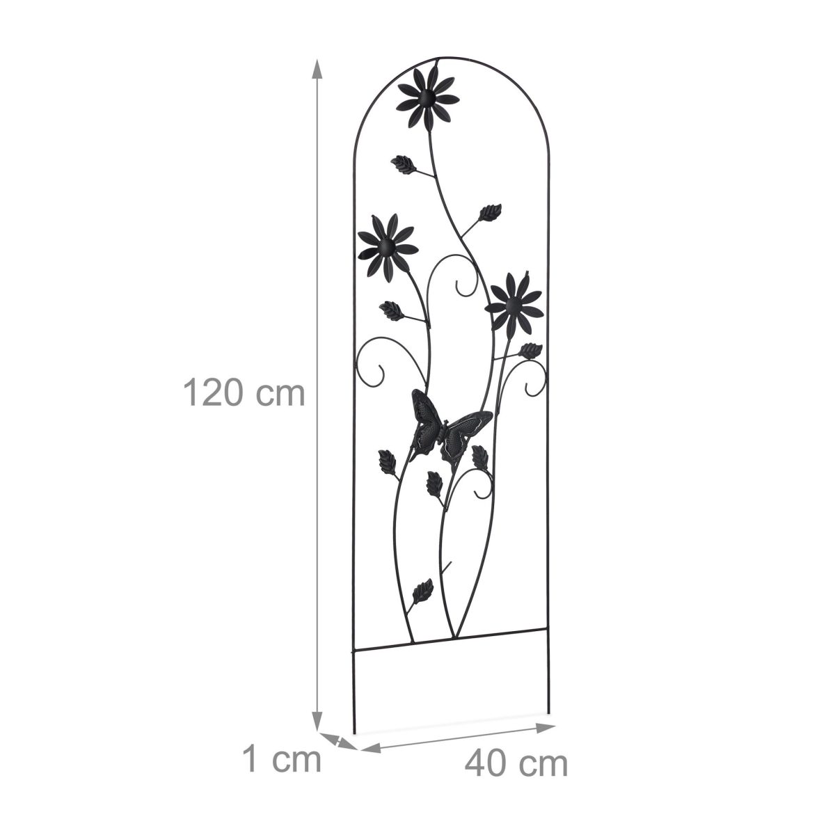 Suport flori de gradina, din fier, 120 x 40 x 1 cm, negru - imagine 3