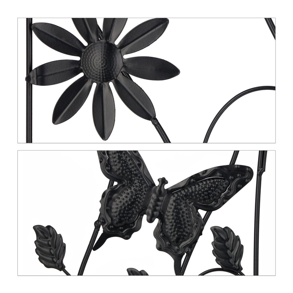 Suport flori de gradina, din fier, 120 x 40 x 1 cm, negru - imagine 6
