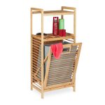 Dulap utilitar Relaxdays, cos rufe cu etajera, bambus, natur, 95 x 40 x 30 cm