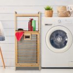 Dulap utilitar Relaxdays, cos rufe cu etajera, bambus, natur, 95 x 40 x 30 cm - imagine 2