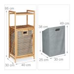 Dulap utilitar Relaxdays, cos rufe cu etajera, bambus, natur, 95 x 40 x 30 cm - imagine 4