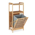 Dulap utilitar Relaxdays, cos rufe cu etajera, bambus, natur, 95 x 40 x 30 cm - imagine 6