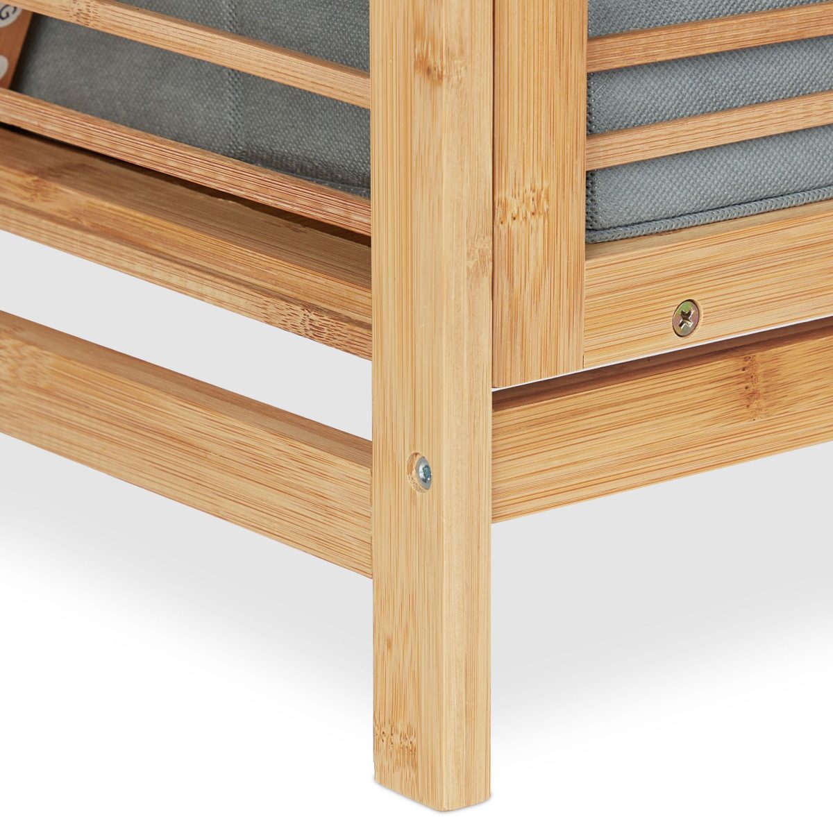 Dulap utilitar Relaxdays, cos rufe cu etajera, bambus, natur, 95 x 40 x 30 cm - imagine 9