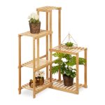 Suport de colt pentru plante, din bambus, 101 x 62 x 62 cm